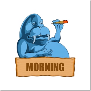 Hippo smoking in the morning Posters and Art